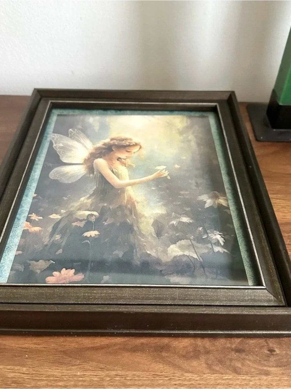 Forest Floral Fairy Fantasy Cottagecore Fairy of Light Framed Canvas Print Art